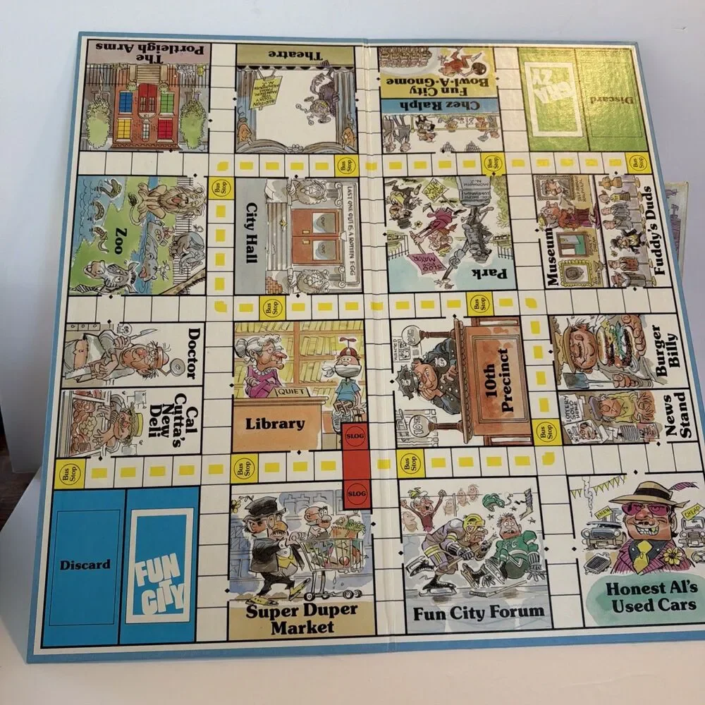 Parker Brothers Fun City Board Game Vintage 1987 Jack Davis Artwork Family Night